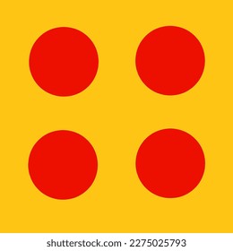 Illustration of dice or domino cards. Abstract Design. Simple design. Red sun in a yellow sky.