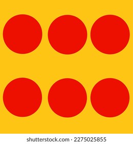 Illustration of dice or domino cards. Abstract Design. Simple design. Red sun in a yellow sky.