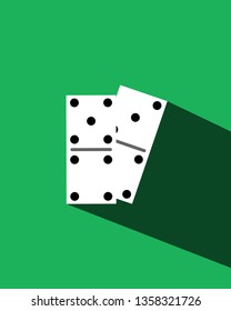 illustration of dice domino, high quality filled domino icon on green background. from entertainment collection flat trendy vector domino symbol. 