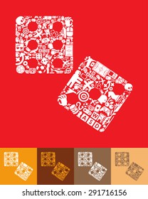 illustration of the dice with icons composition