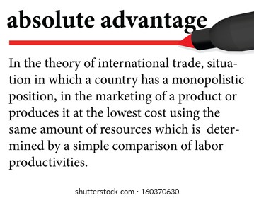 Illustration of dictionary definition of the term " absolute advantage " isolated on white background. Gradient mesh elements included. EPS 10 Vector.