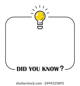 Illustration Did you know light bulb symbol question interesting knowledge did you know advice with profitable dialogue space for text professionally on white background