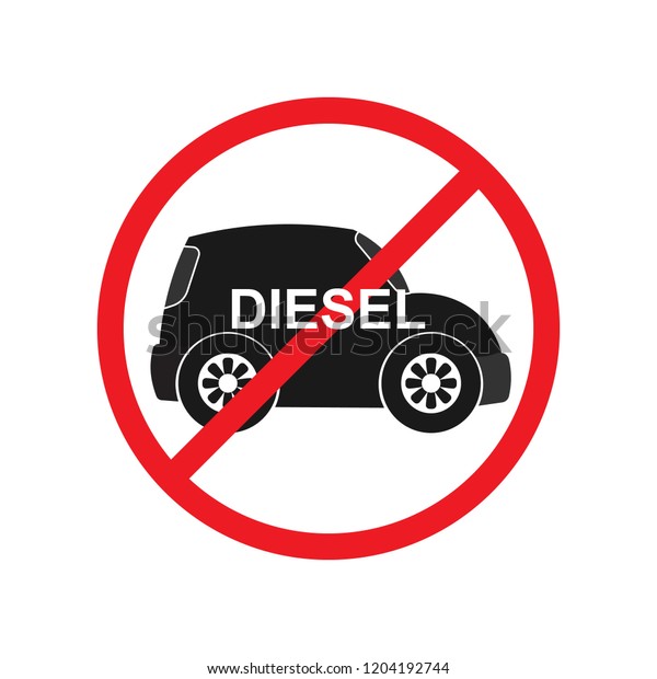 Illustration Diesel ban traffic sign\
is prohibiting to use vehicles and cars with diesel\
engine.