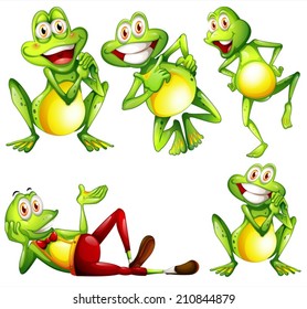 Illustration of different actions of a frog