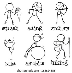 Illustration of the different activities on a white background