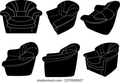 Illustration of different armchairs isolated on white