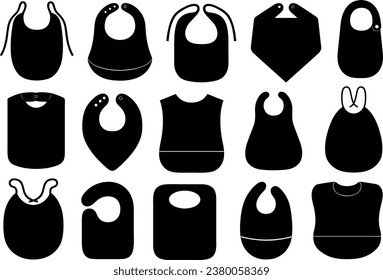 Illustration of different baby bibs isolated on white