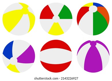 Illustration of different beach balls isolated on white