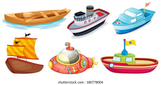 Illustration of the different boat designs on a white background