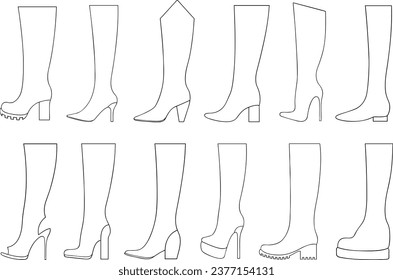 Illustration of different boots isolated on white