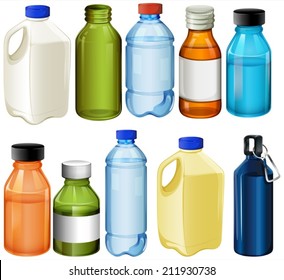 Illustration of the different bottles on a white background