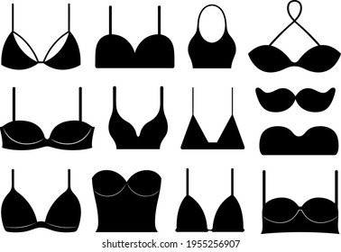 Illustration of different bras isolated on white