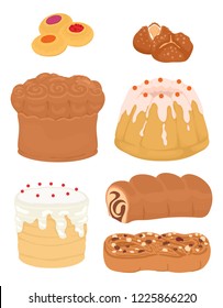 Illustration of Different Bread Served Traditionally During Easter from Kolach, Pinca, Paska, Babka, Kulich and Cozonac