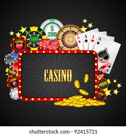 illustration of different casino object with board