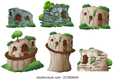 illustration of different caves 