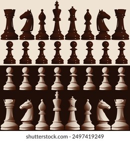 Ilustración de diferentes piezas de ajedrez