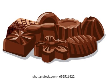 illustration of different chocolate sweets and candies