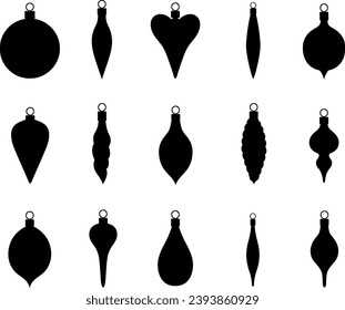 Illustration of different Christmas ball ornaments isolated on white