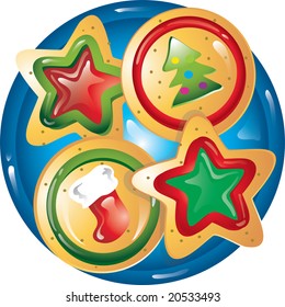 Illustration of different christmas cookies on a plate