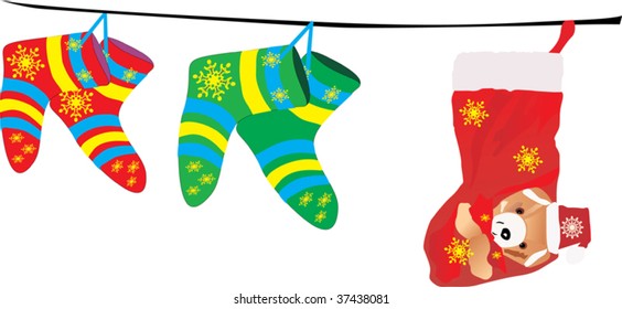illustration with different christmas socks