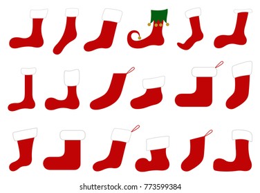 Illustration of different Christmas socks isolated on white