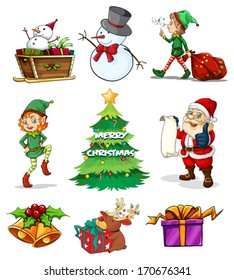 Illustration of the different christmas templates on a white background