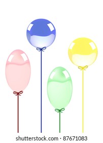 ilustración con diferentes globos de color aislados en fondo blanco