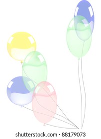 Illustration mit verschiedenen Farbballons einzeln auf weißem Hintergrund