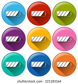 Illustration of different color battery icons