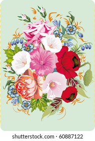 illustration with different color flower decoration