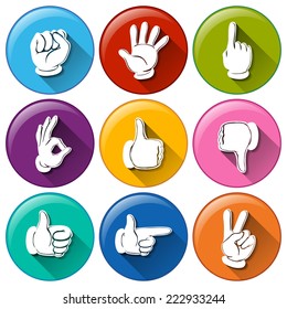 Illustration Different Color Hand Icons Stock Vector (Royalty Free ...