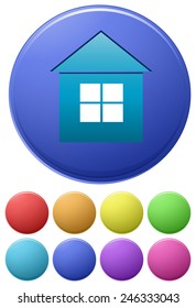 Illustration of different color icons of house