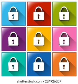 Ilustración de iconos de bloqueo de color diferentes