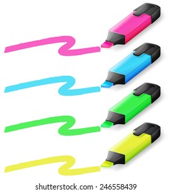 Illustration of different color markers