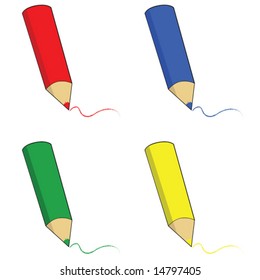 Illustration of different color pencils
