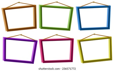 Illustration of different color photo frames