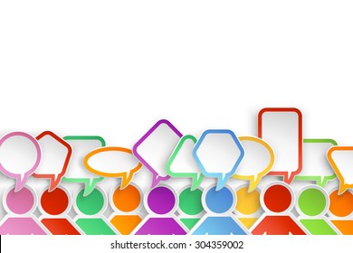 illustration of different color and shape of bubble paper peoples with shadows