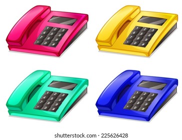 Illustration of different color telephones