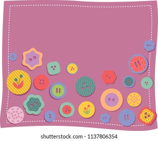 Illustration of Different Colorful Buttons in Different Sizes and Shapes for Sewing