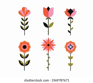 Illustration of different colorful flowers.
