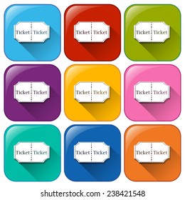 Illustration of different colors of movie tickets