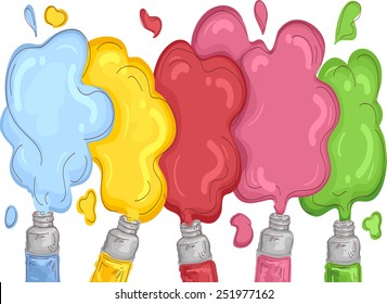 Illustration of Different Colors of Paint Spilling Out