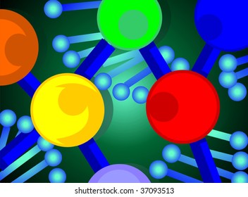 Illustration of different colour of DNA model	