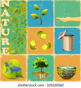 ilustración de un concepto diferente de reciclaje en collage