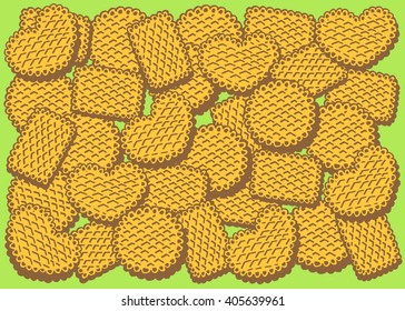 Illustration of different cookies biscuits on green background