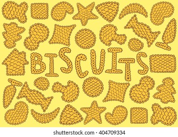 Illustration of different cookies biscuits with text