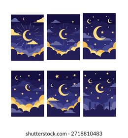 Ilustración de diferentes fases de la luna creciente