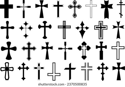 Illustration of different crosses isolated on white