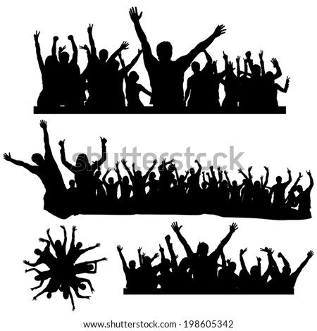 illustration of different crowds of dancing peoples