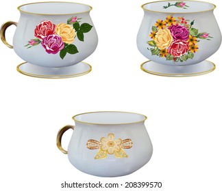 illustration with different cups collection